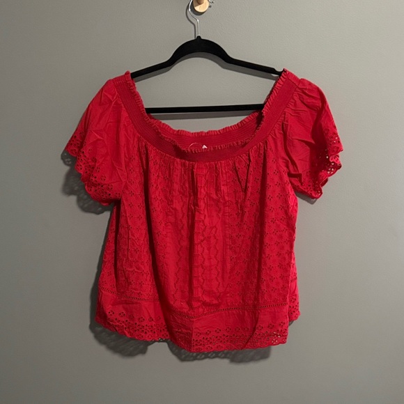 Reitmans Tops - Reitmans Red Eyelet Blouse